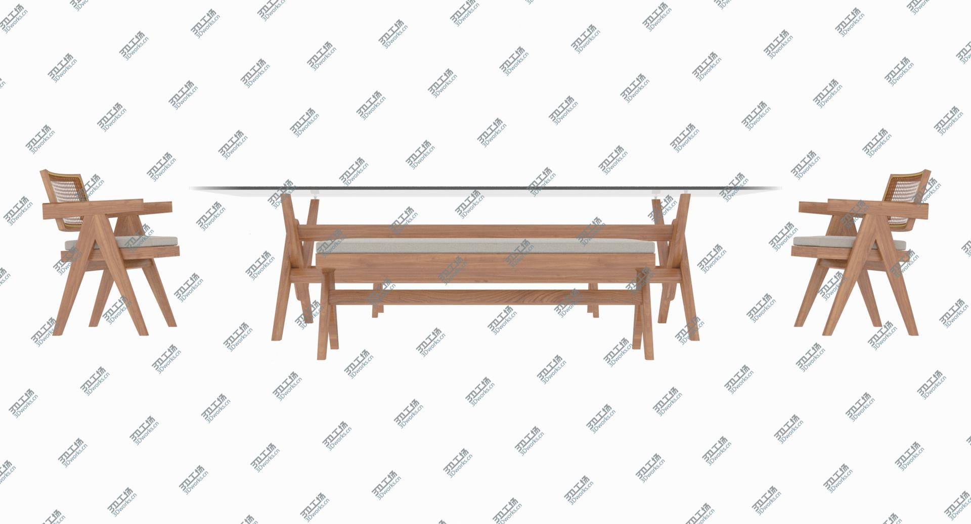 images/goods_img/202105073/3D Cassina Jeanneret Capitol Complex Glass Table with Office Chair and Wooden Bench Set/4.jpg